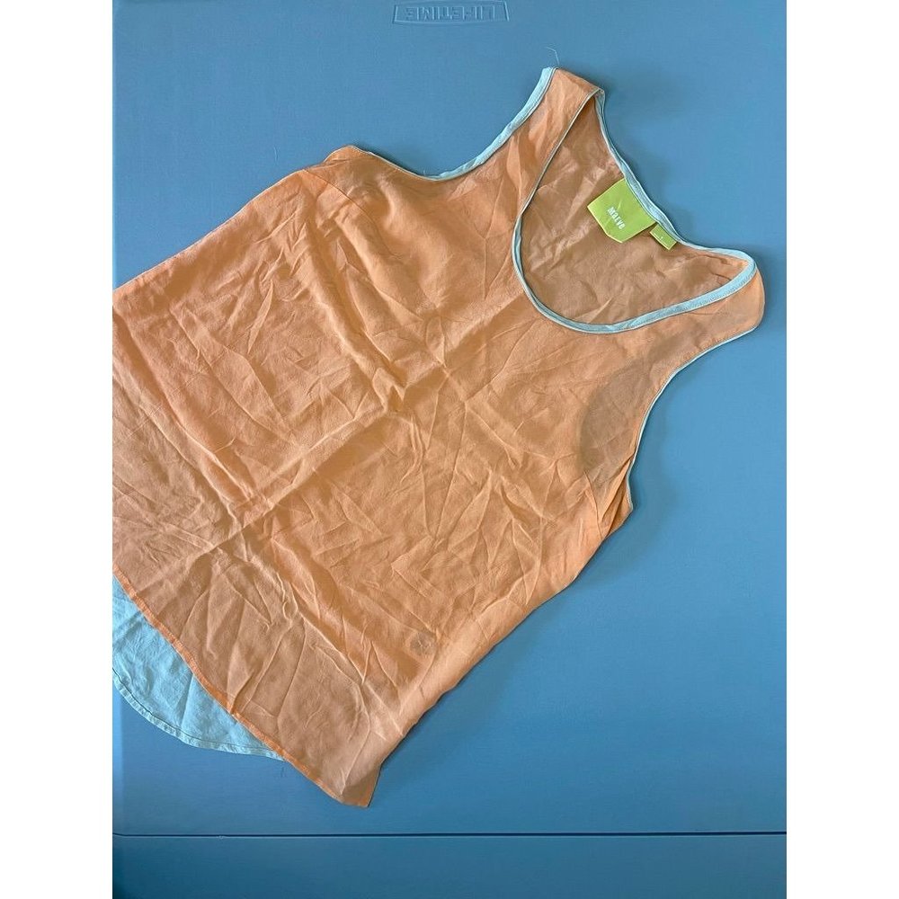 Maeve Anthropologie women's 6 100% silk orange high low tank blouse top casual